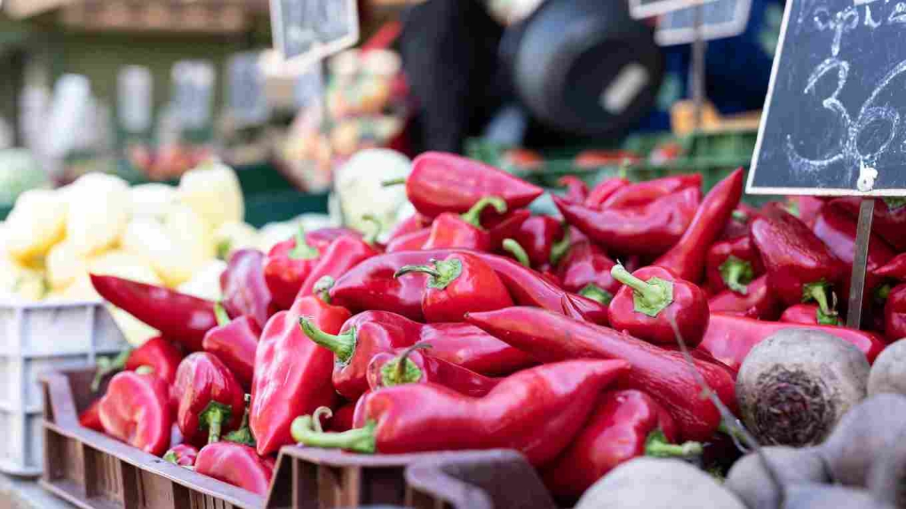 An,Enticing,Closeup,Of,Vibrant,Fresh,Piquillo,Peppers,On,Display