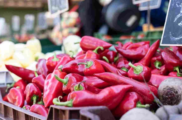 An,Enticing,Closeup,Of,Vibrant,Fresh,Piquillo,Peppers,On,Display