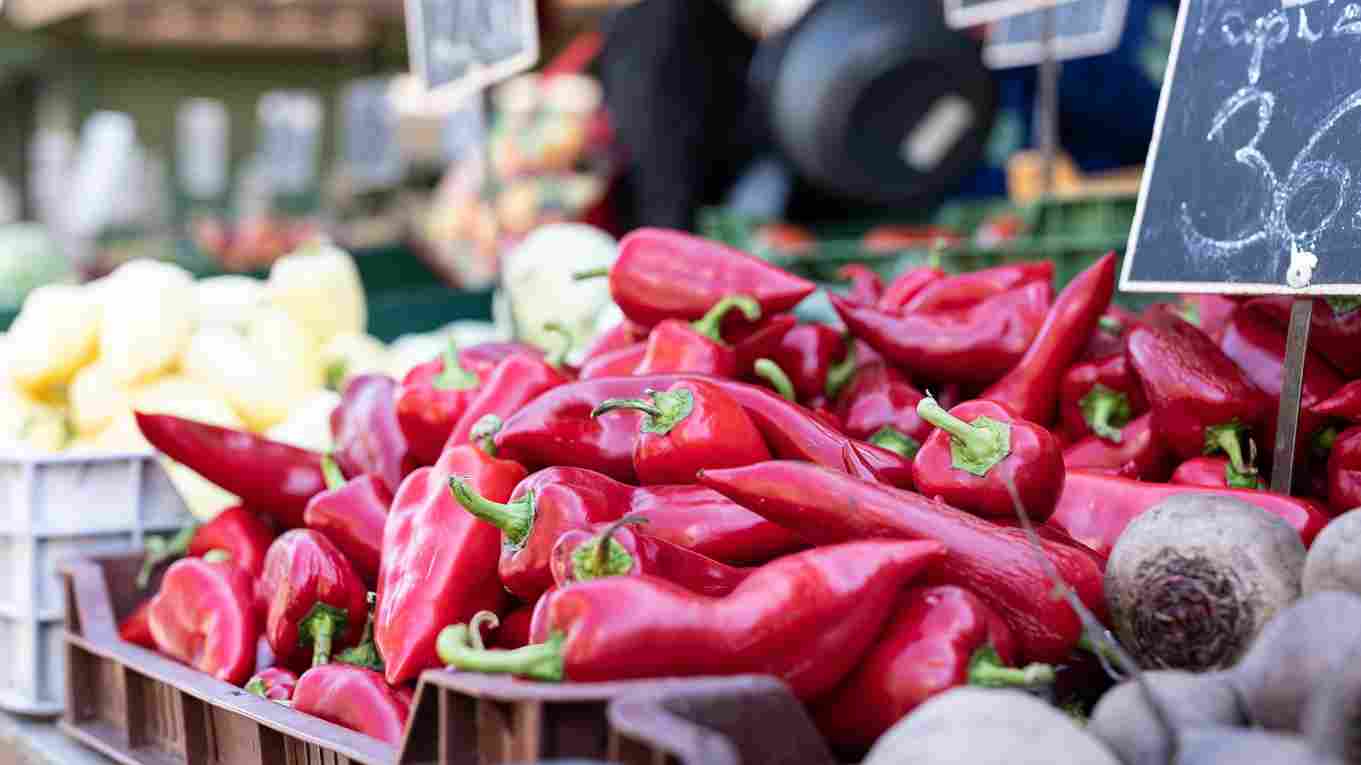 An,Enticing,Closeup,Of,Vibrant,Fresh,Piquillo,Peppers,On,Display